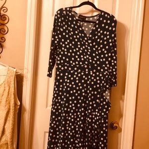 Lane Bryant turquoise and white polka dot dress